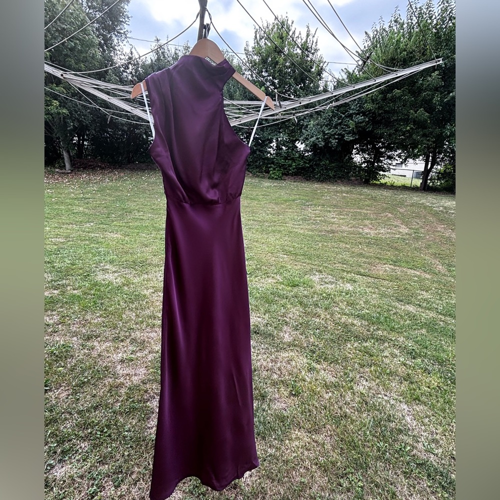 Lulus Distinctive Charm Purple Satin Asymmetrical Maxi Dress Size XS - Picture 9 of 17